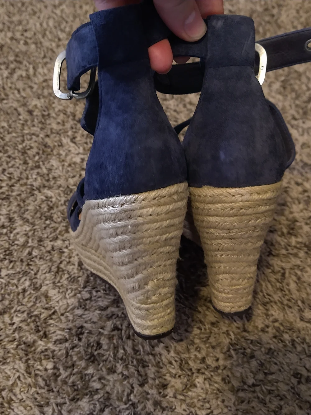 UGG Women's Navy Suede Strappy Wedge Sandals